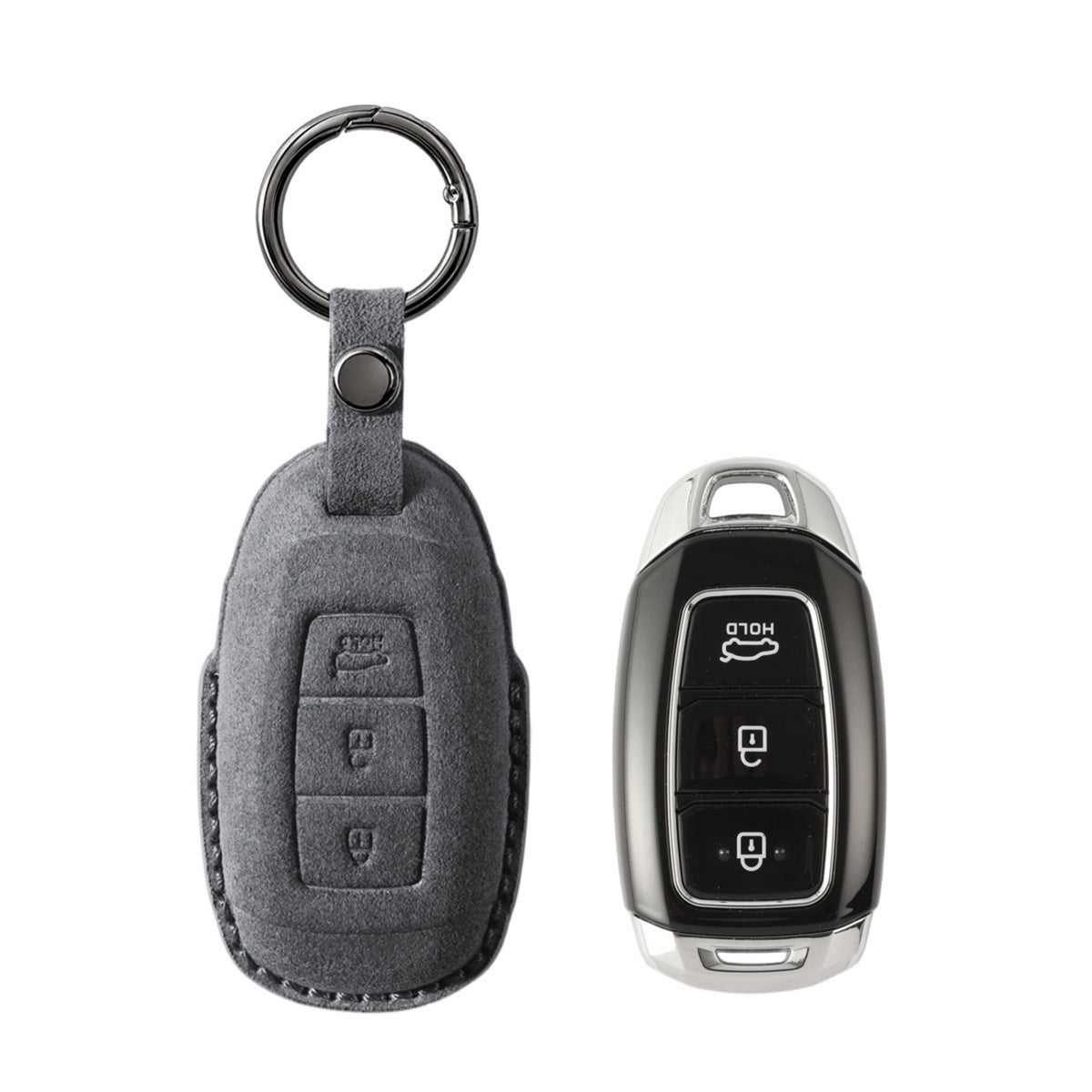 Alcantara Car Key Fob Cover for Hyundai Model A - Space Grey 1