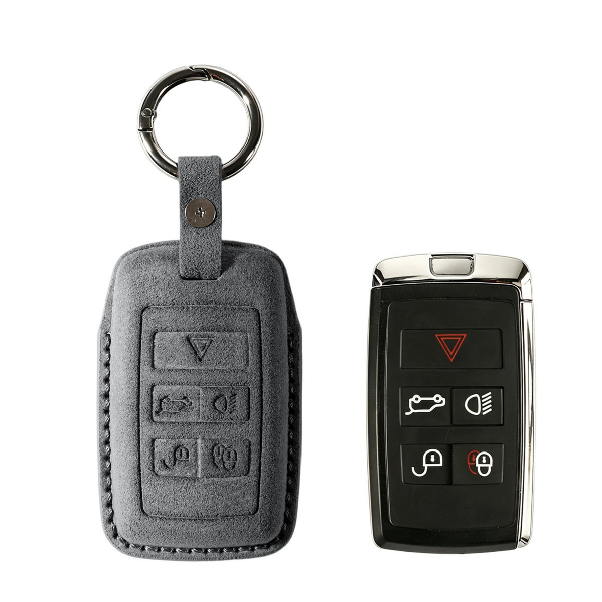 Alcantara Car Key Fob Cover for Jaguar Model B - Space Grey 1