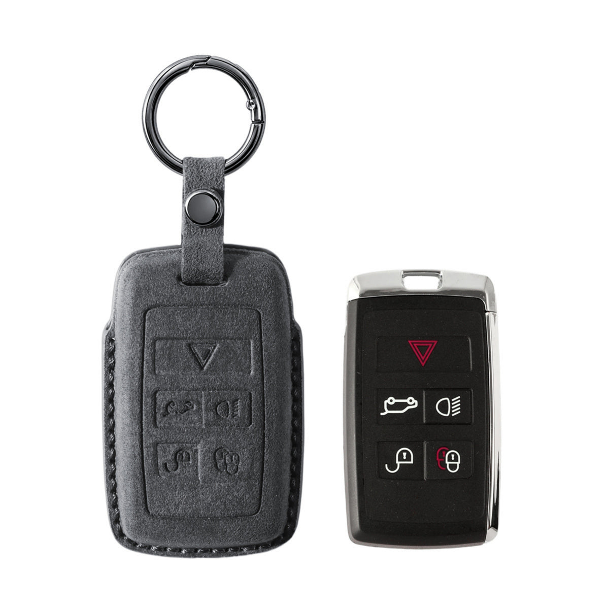 Alcantara Car Key Fob Cover for Land Rover Model B - Space Grey 1