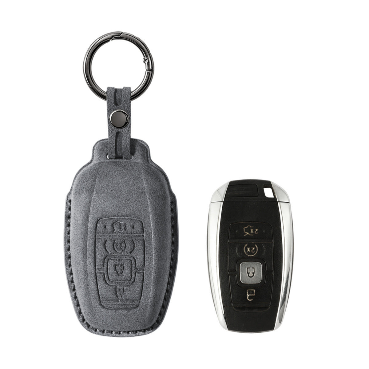 Alcantara Car Key Fob Cover for Lincoln Model B - Space Grey 1