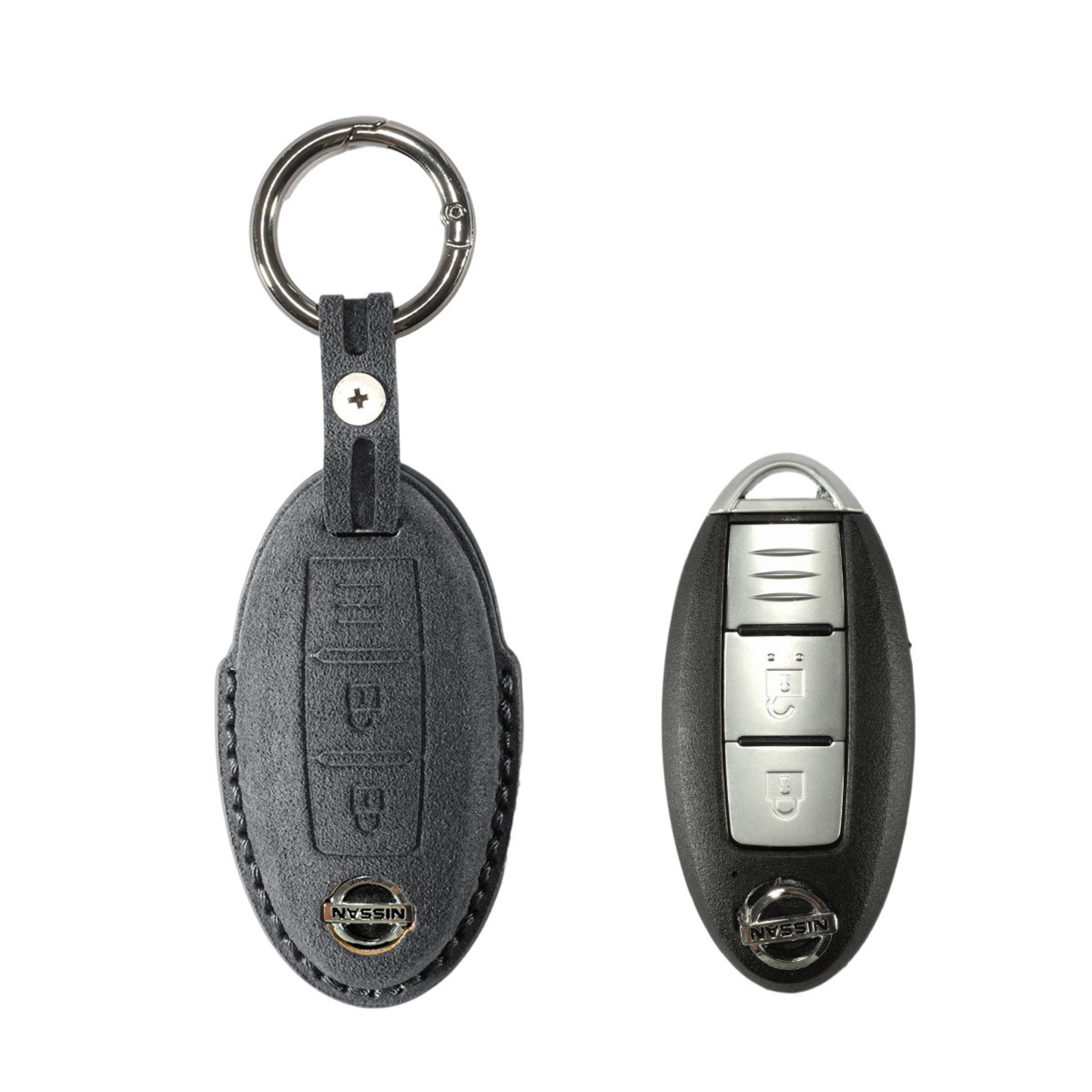 Alcantara Car Key Fob Cover for Nissan Model A - Space Grey