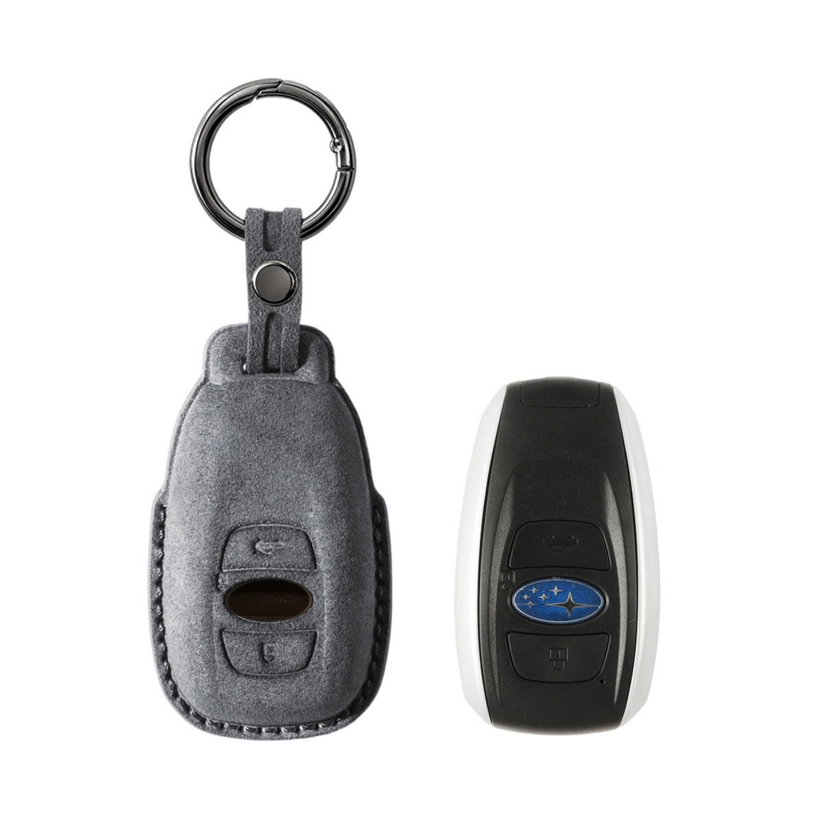 Alcantara Car Key Fob Cover for Subaru Model A - Space Grey 1