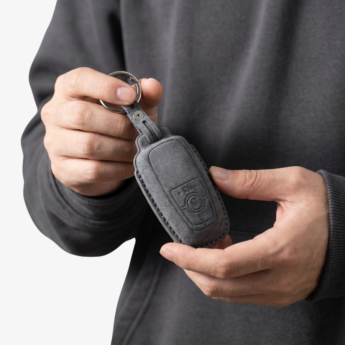 Alcantara Car Key Fob Cover for Ford Model A - Space Grey 2