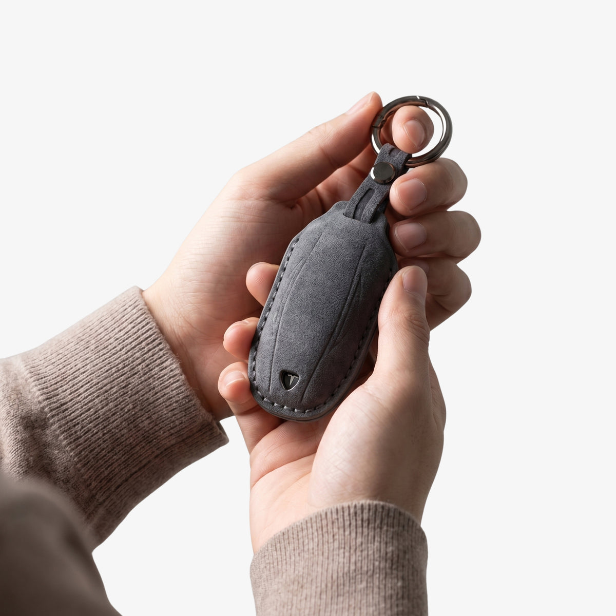Alcantara Car Key Fob Cover for Tesla Model A (S/3/Y) - Space Grey 2