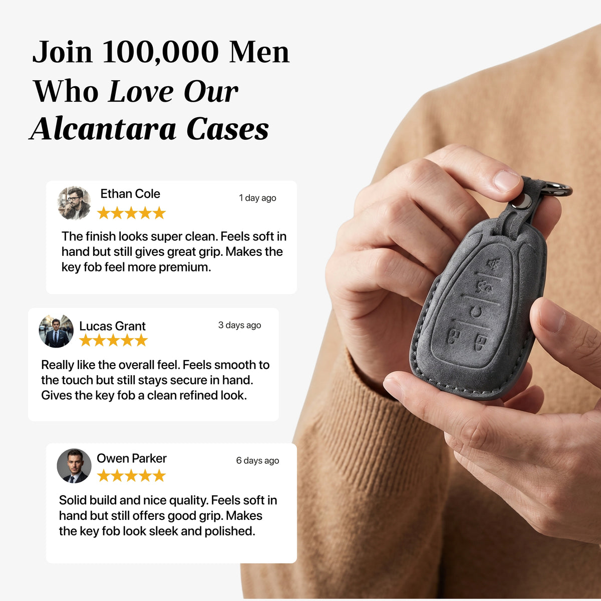 Alcantara Car Key Fob Cover for Chevrolet Model A - Space Grey 3