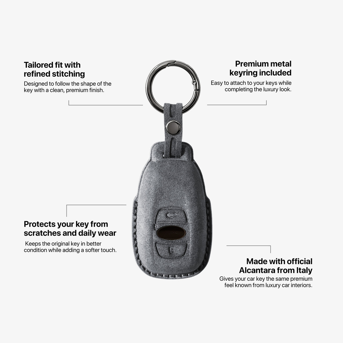 Alcantara Car Key Fob Cover for Subaru Model A - Space Grey 4