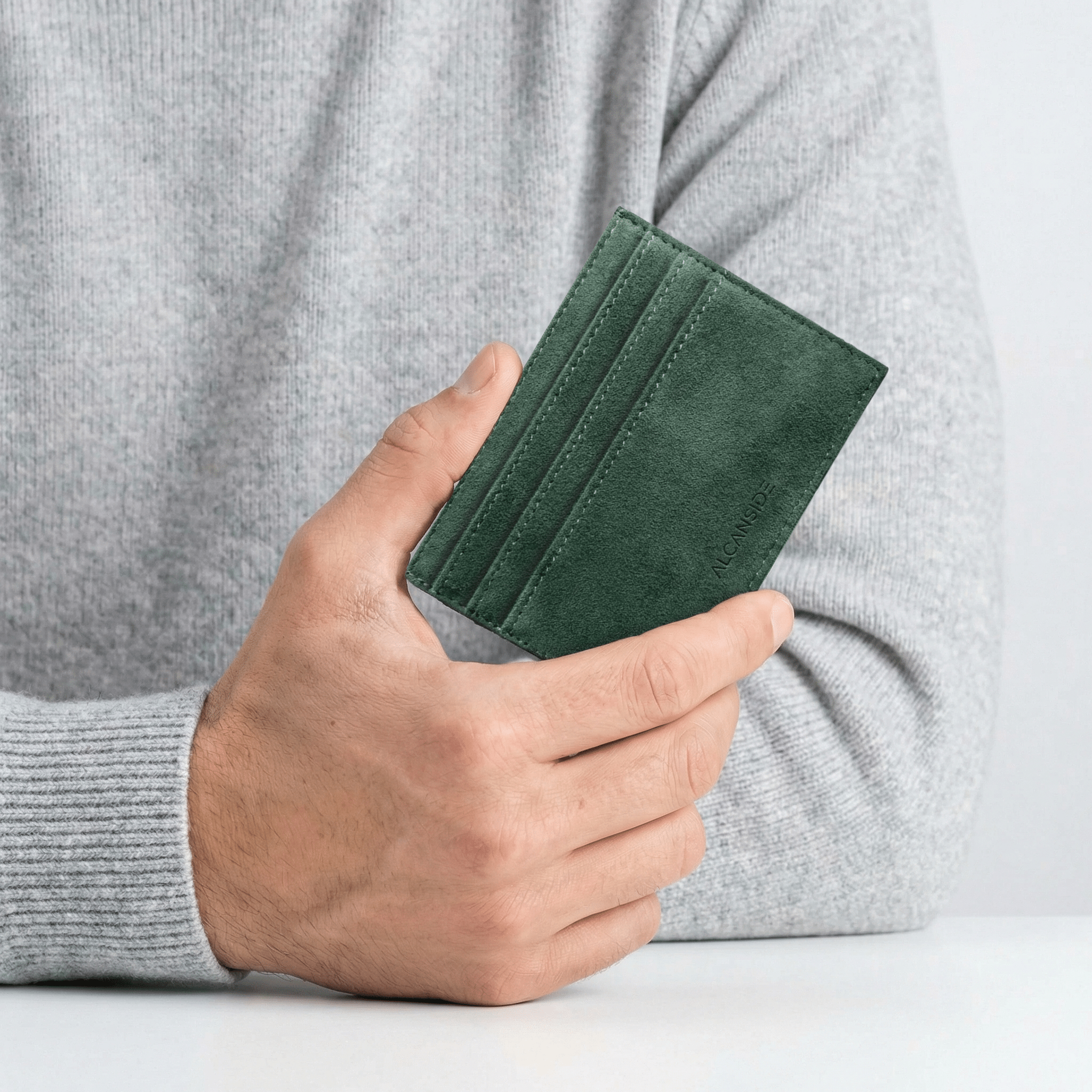 Alcantara Card Wallet - Midnight Green - Alcanside