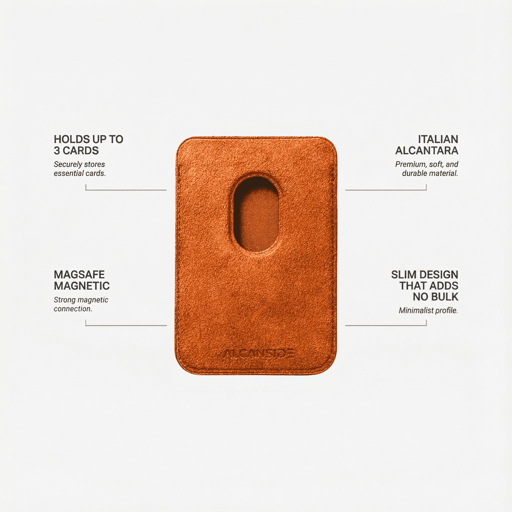 Alcantara MagSafe Wallet - Orange - Alcanside