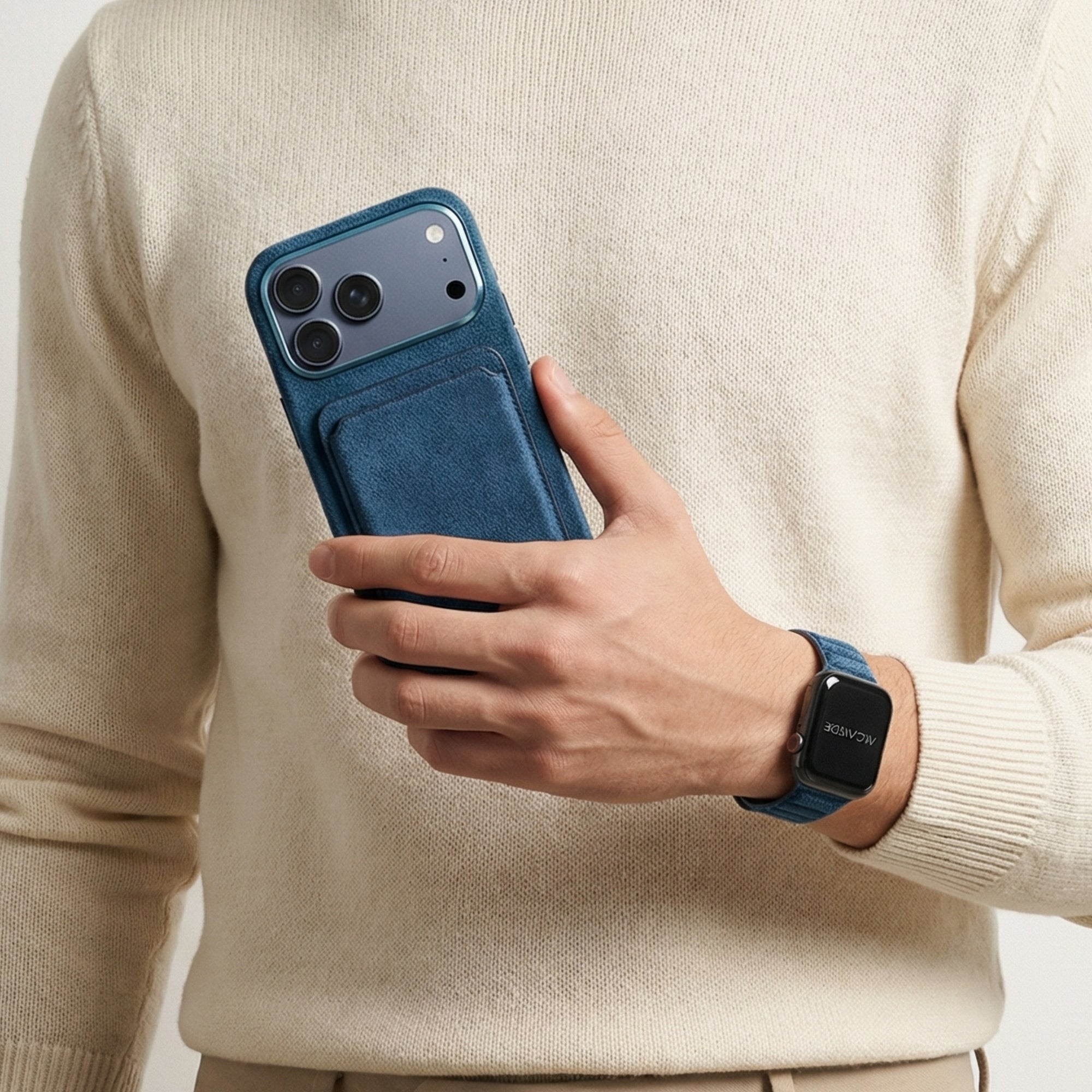 iPhone Alcantara Case - Ocean Blue