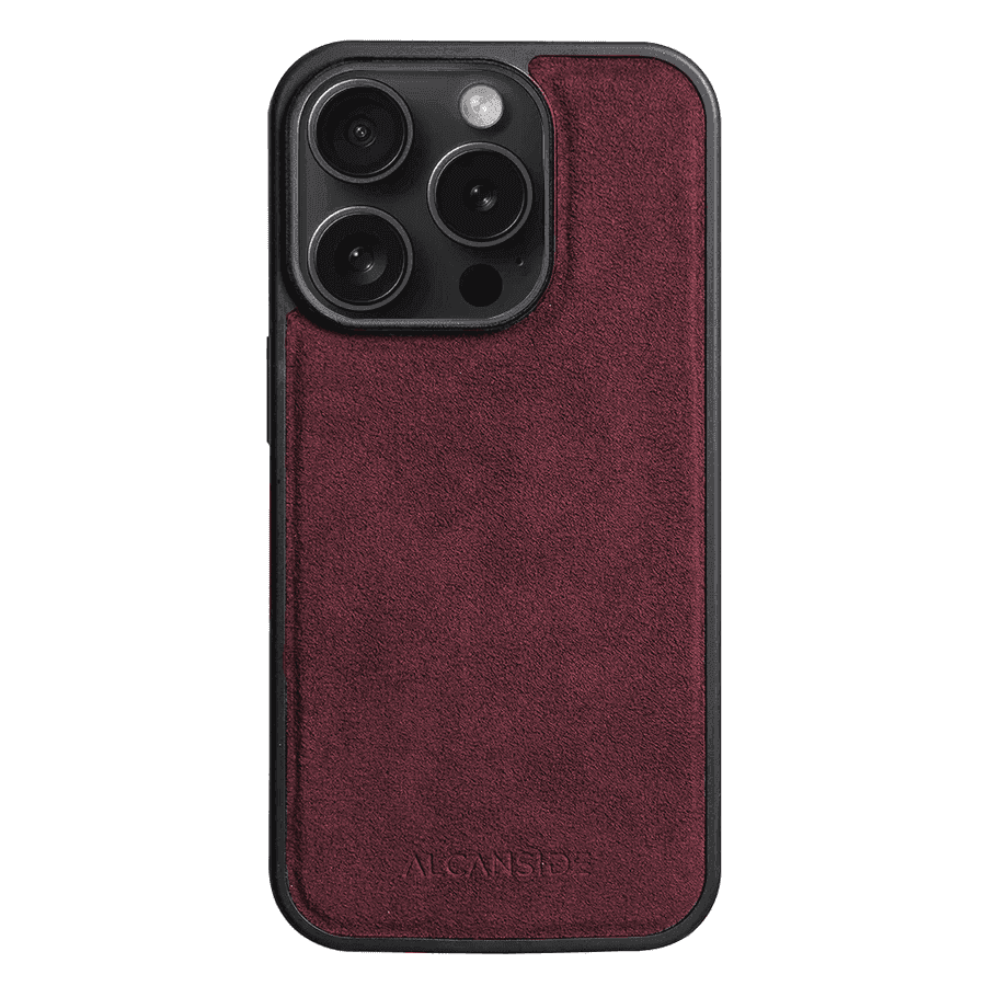 iPhone 16 Pro Max - Alcantara Back Cover - Wine Red - Alcanside