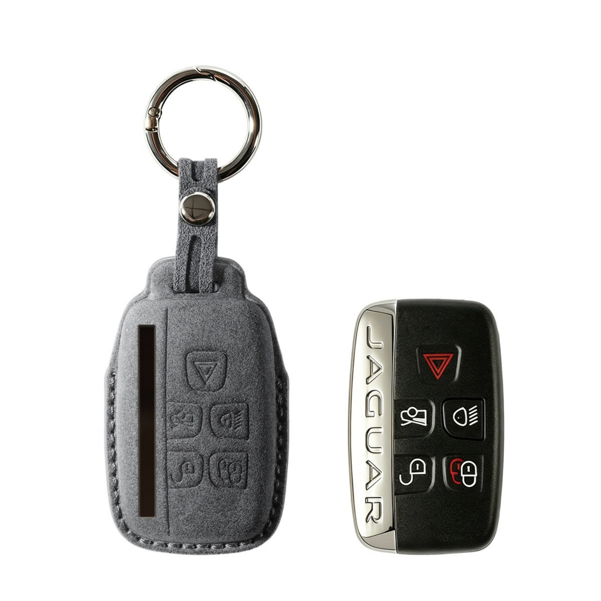 Alcantara Car Key Fob Cover for Jaguar Model A - Space Grey 1