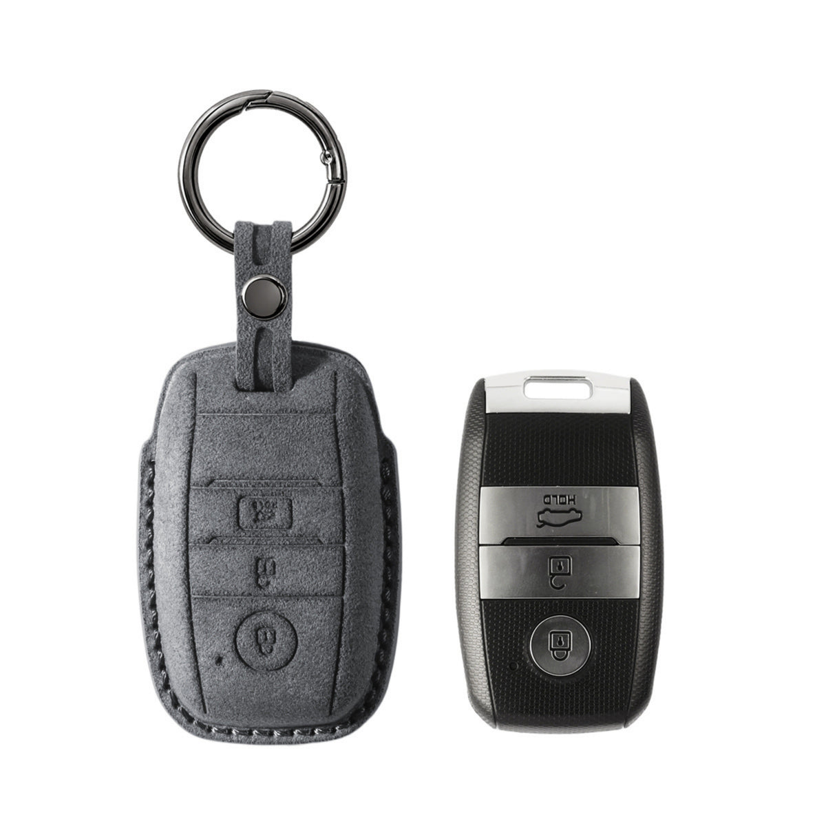 Alcantara Car Key Fob Cover for Kia Model A - Space Grey 1