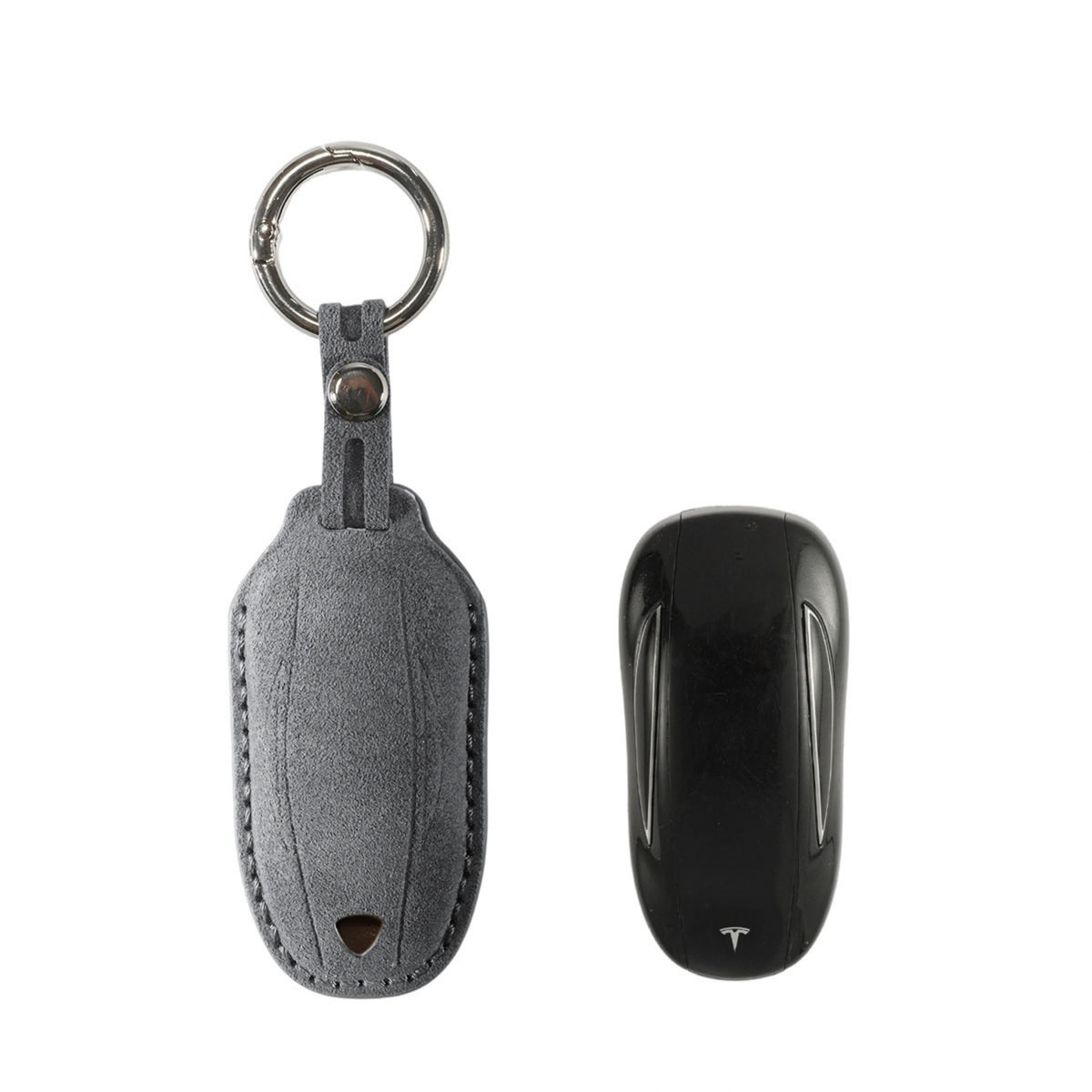 Alcantara Car Key Fob Cover for Tesla Model A (S/3/Y) - Space Grey 1