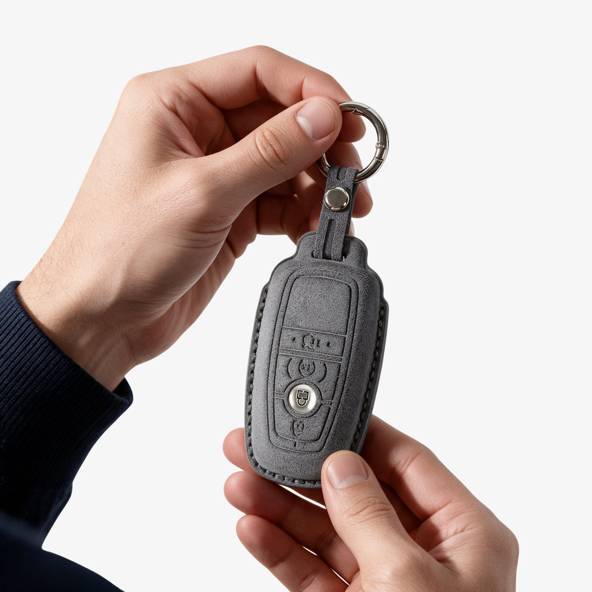 Alcantara Car Key Fob Cover for Ford Model B - Space Grey 2