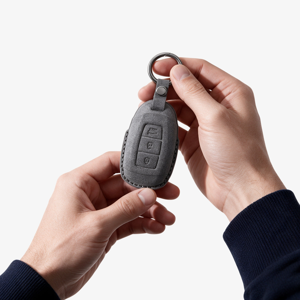 Alcantara Car Key Fob Cover for Hyundai Model A - Space Grey 2