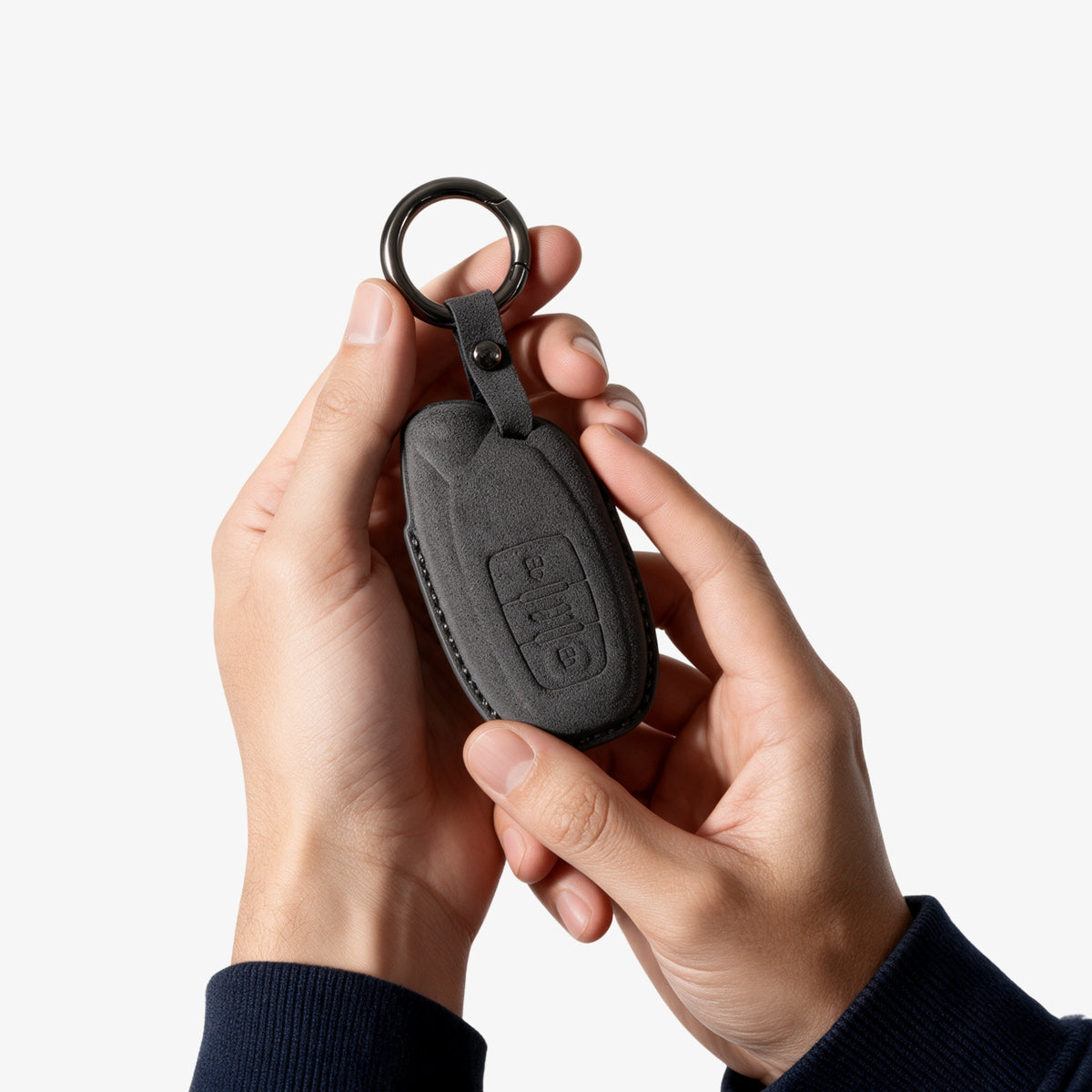 Alcantara Car Key Fob Cover for Lamborghini Model A with Buckle - Space Grey 2