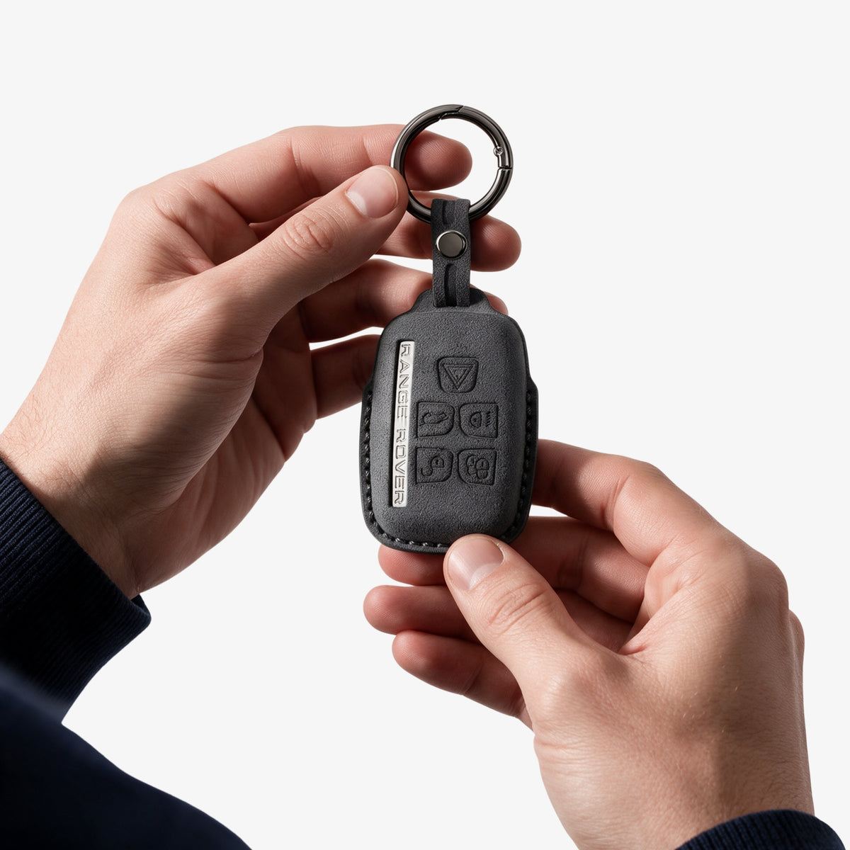 Alcantara Car Key Fob Cover for Land Rover Model A - Space Grey 2