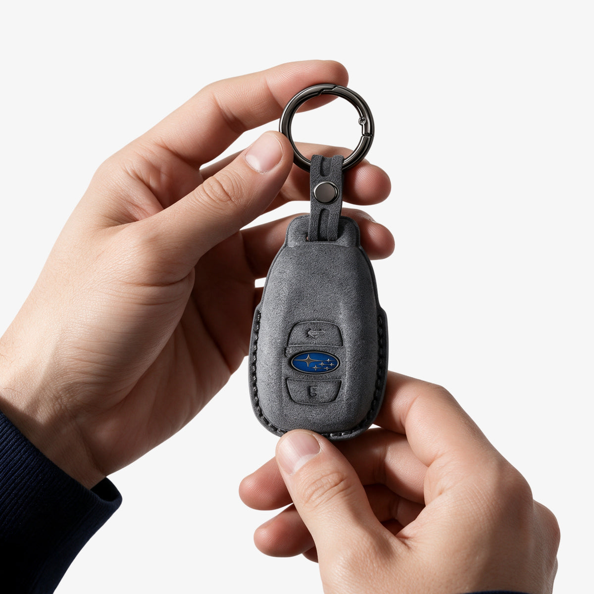 Alcantara Car Key Fob Cover for Subaru Model A - Space Grey 2