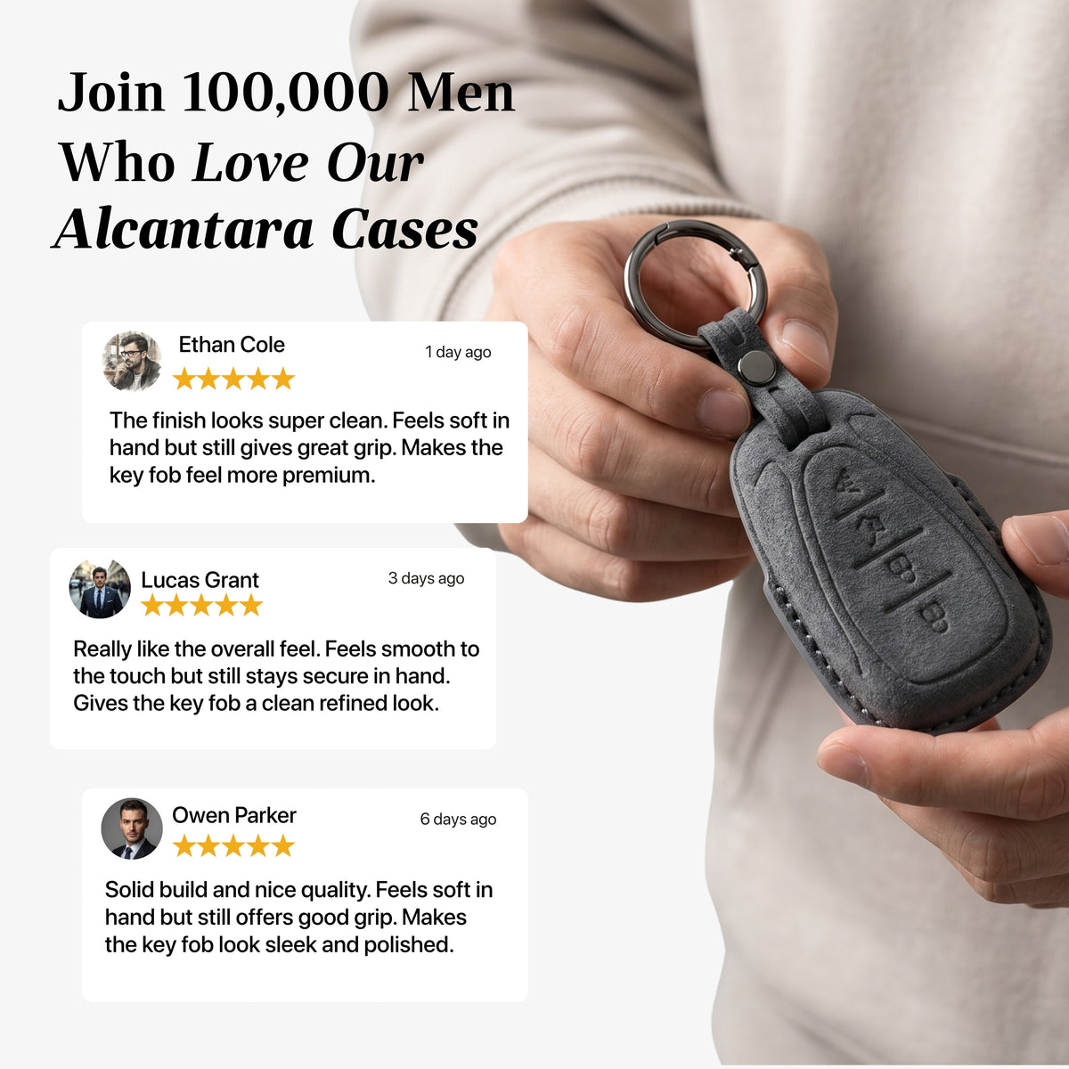 Alcantara Car Key Fob Cover for Chevrolet Model B - Space Grey 3