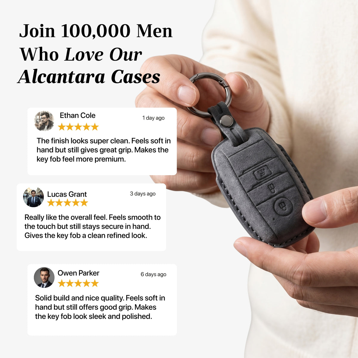Alcantara Car Key Fob Cover for Kia Model A - Space Grey 3
