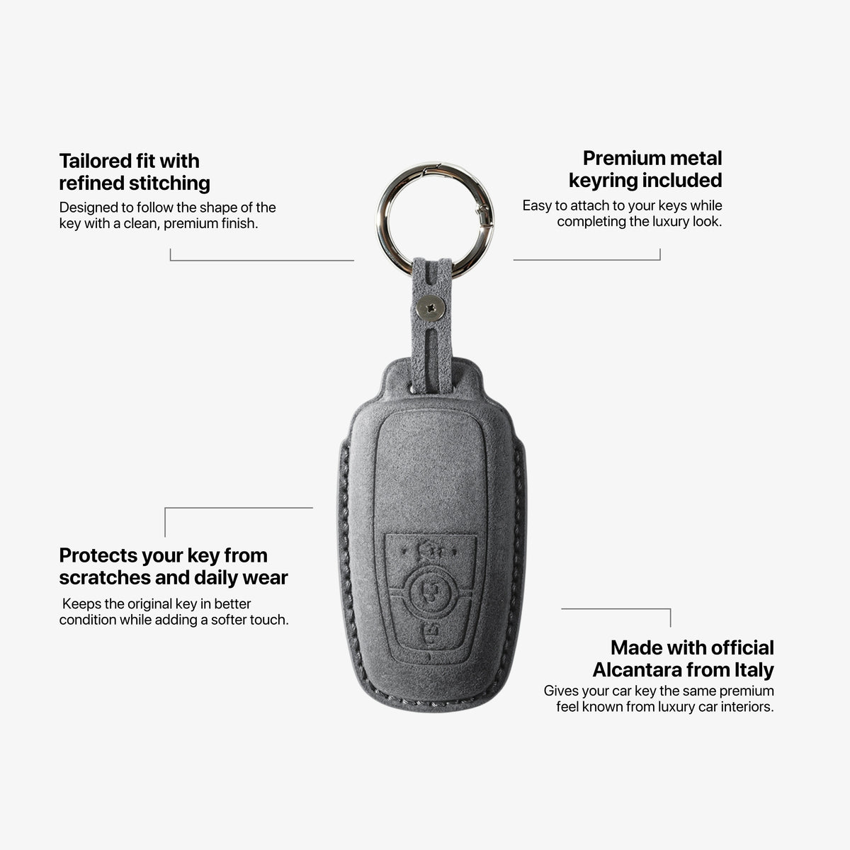 Alcantara Car Key Fob Cover for Ford Model A - Space Grey 5