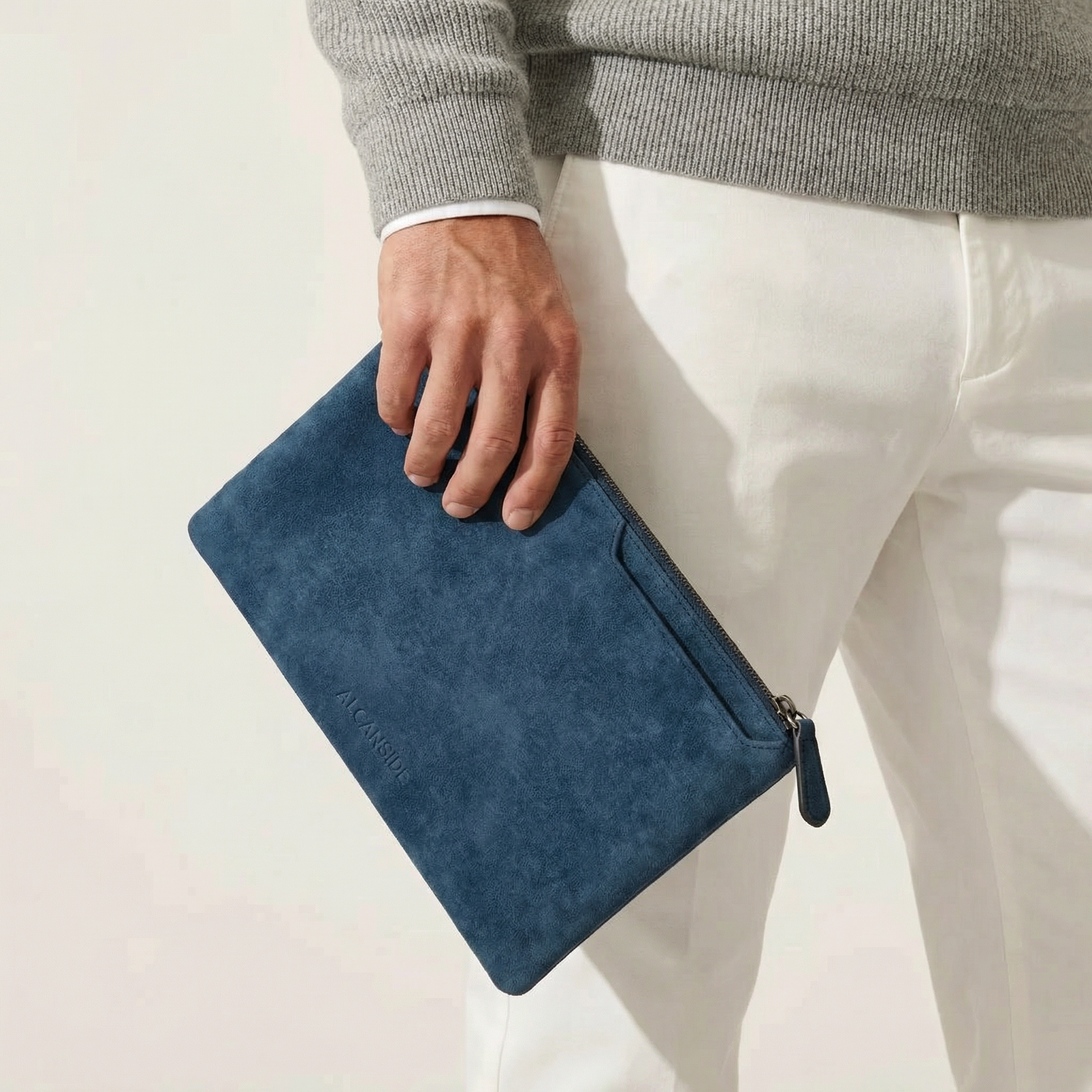 Alcantara Pouch - Ocean Blue