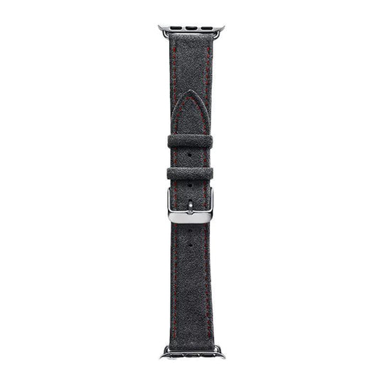 Alcantara Apple Watch Band With Buckle - Space Grey With Red Stitching - 38/40/41mm - Alcanside