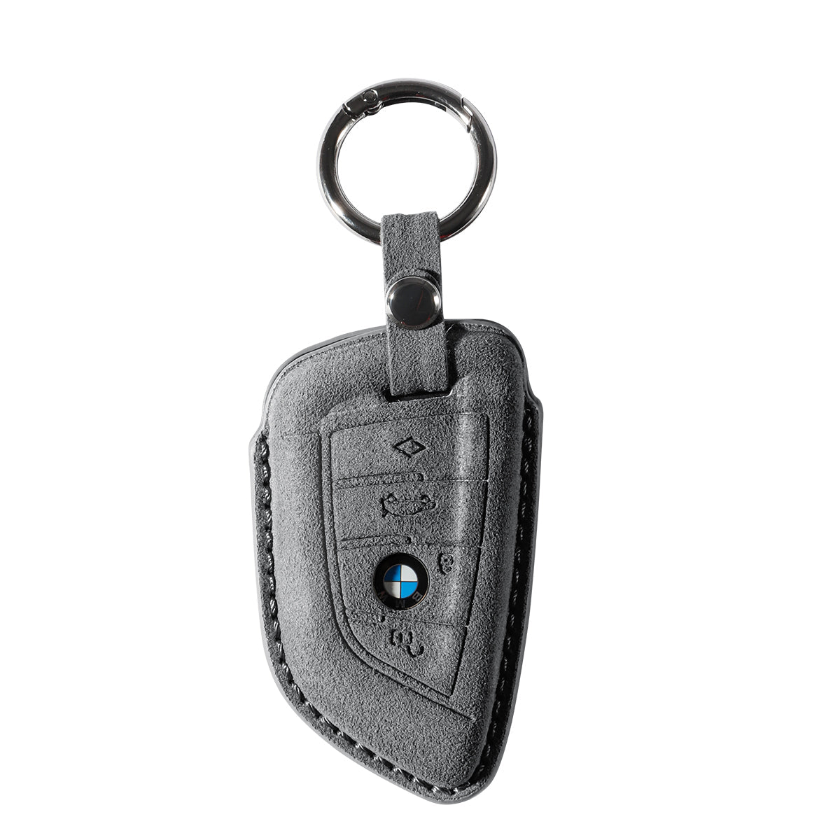 Alcantara Car Key Fob Cover for BMW | Model B with Buckle - Space Grey - Alcanside