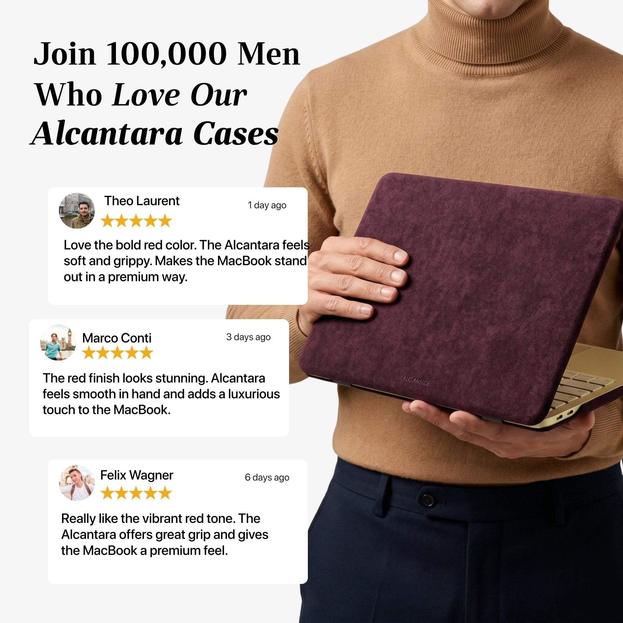 Alcantara MacBook Neo Cover – For 13 inch (2026) – Wine Red - Alcanside