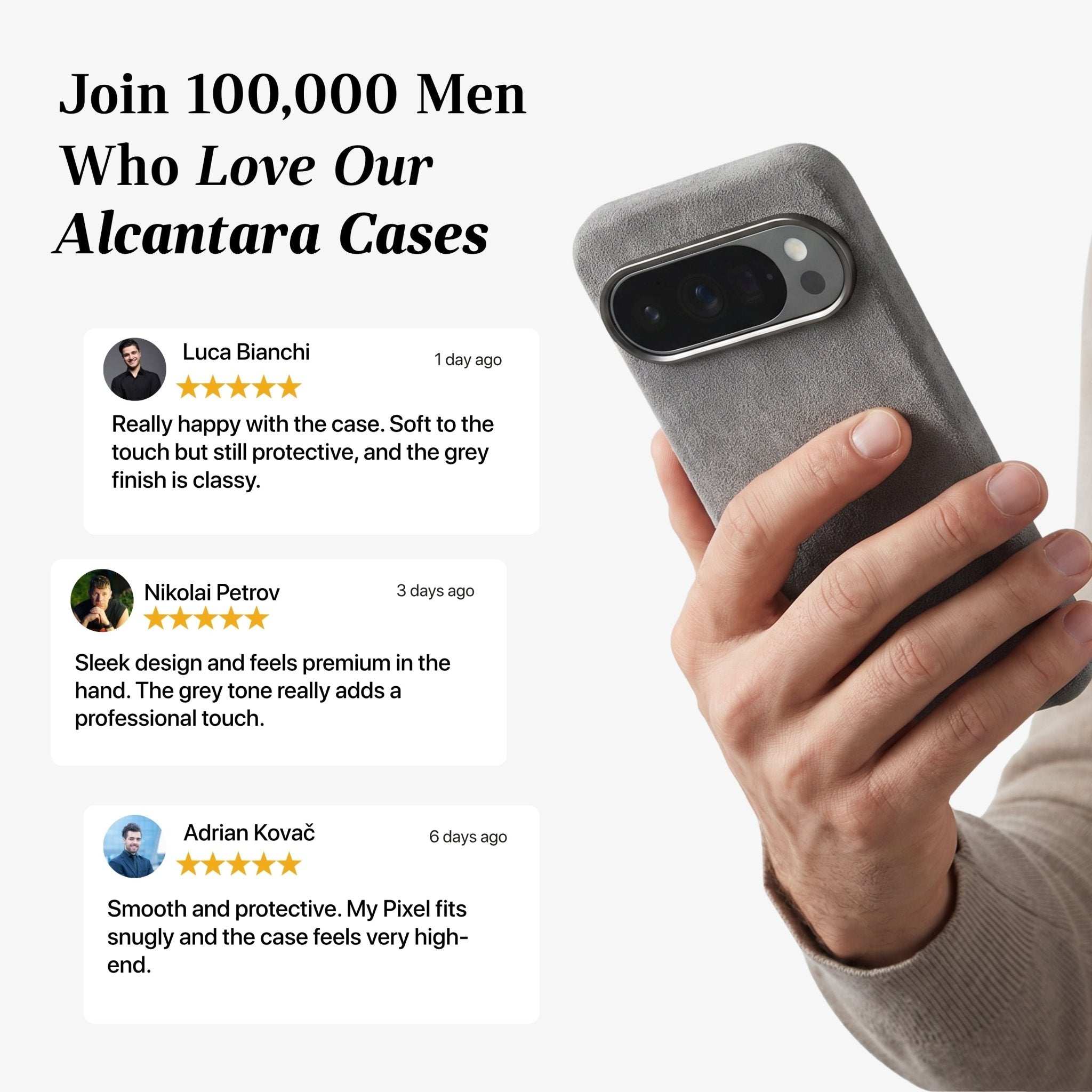 Google Pixel 10 - Alcantara Case - Nardo Gray - Alcanside