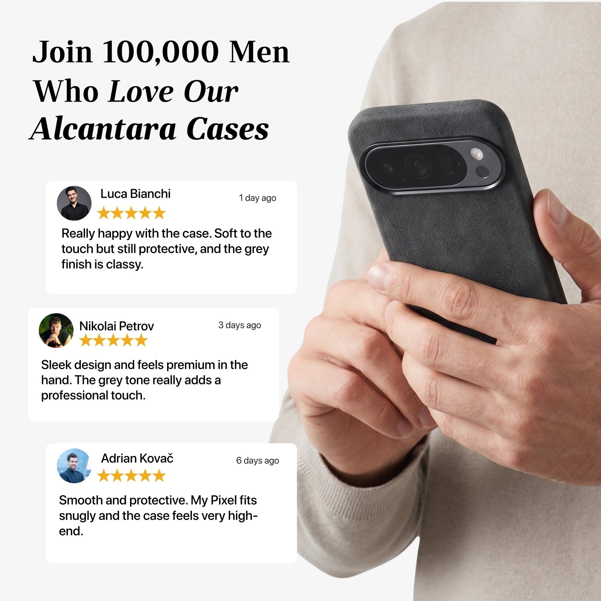 Google Pixel 10 - Alcantara Case - Space Grey - Alcanside
