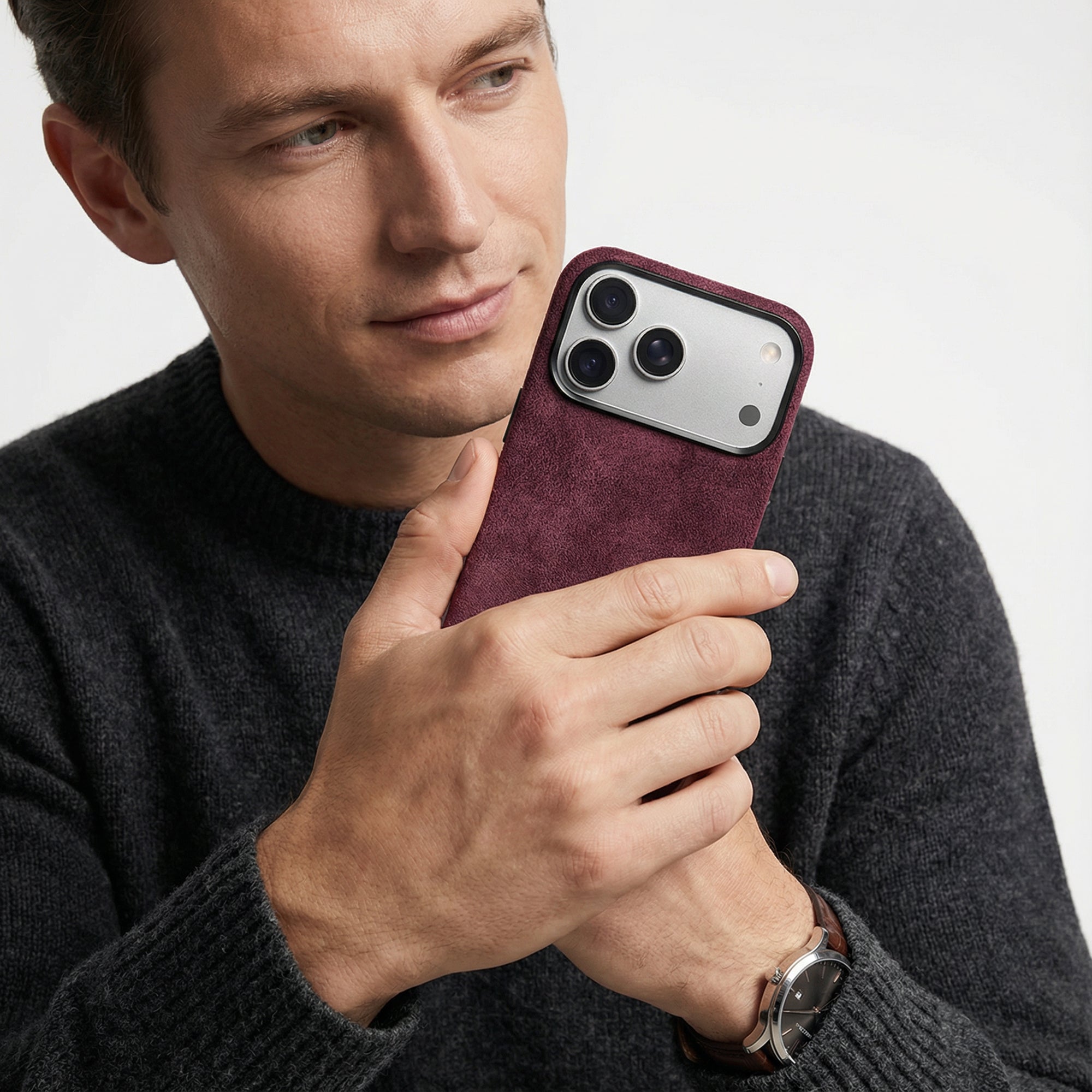 iPhone Alcantara Case - Wine Red
