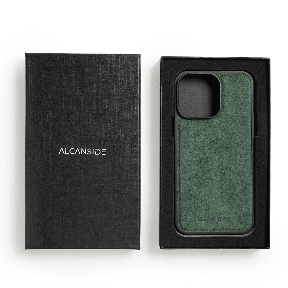 iPhone Alcantara Back Cover With Magnet + MagSafe Wallet - Midnight Green - Alcanside