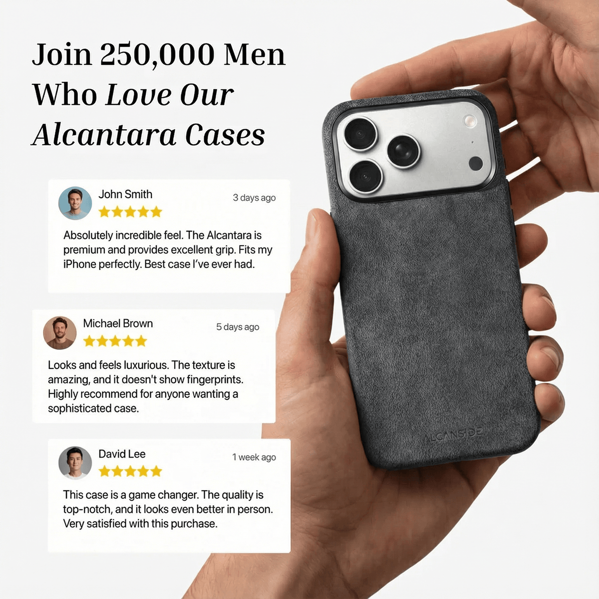 Alcanside Alcantara case for iPhone 17 Pro Max with full MagSafe support