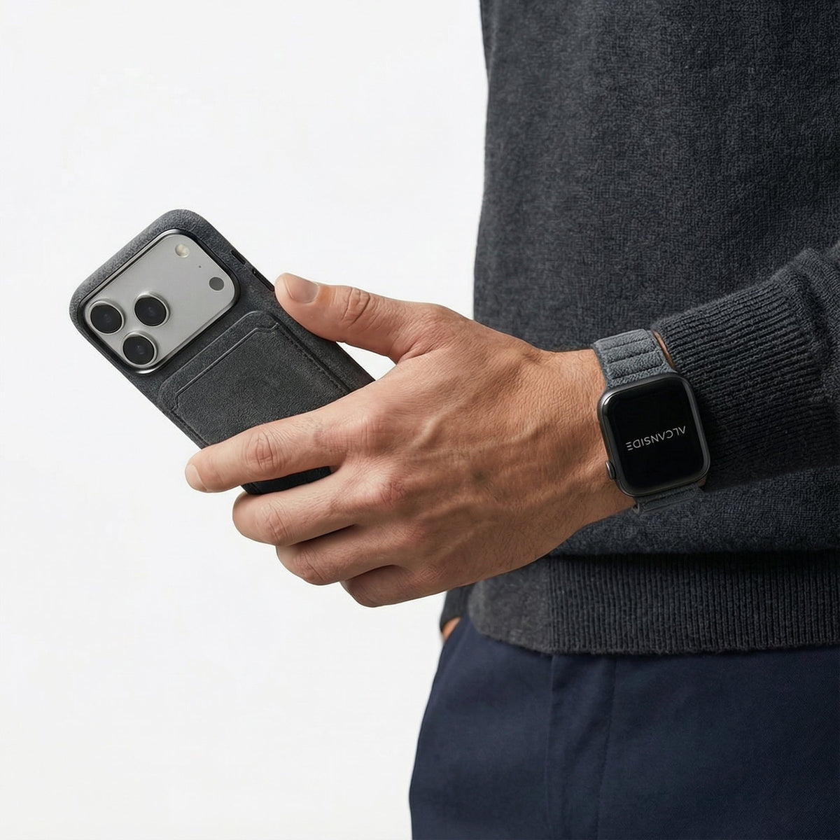 Genuine Italian Alcantara case for the iPhone 17 Pro Max in Space Grey