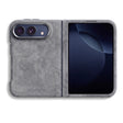 Nardo Gray Alcantara case for iPhone Duo, unfolded, back with the camera